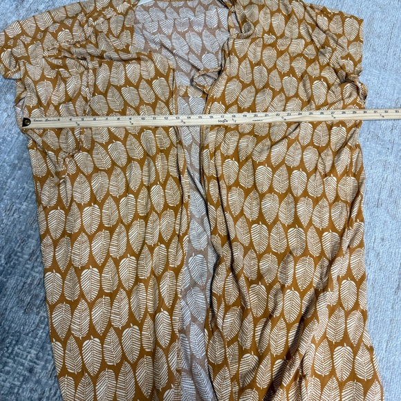 Cupshe Yellow Leaf Pattern Tie Waist Kimono Duster Length Light Cardigan OSFM - Picture 6 of 8